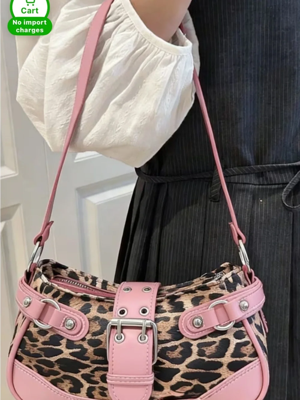 Pink Leopard Print Shoulder Bag - Stylish Women’s Handbag